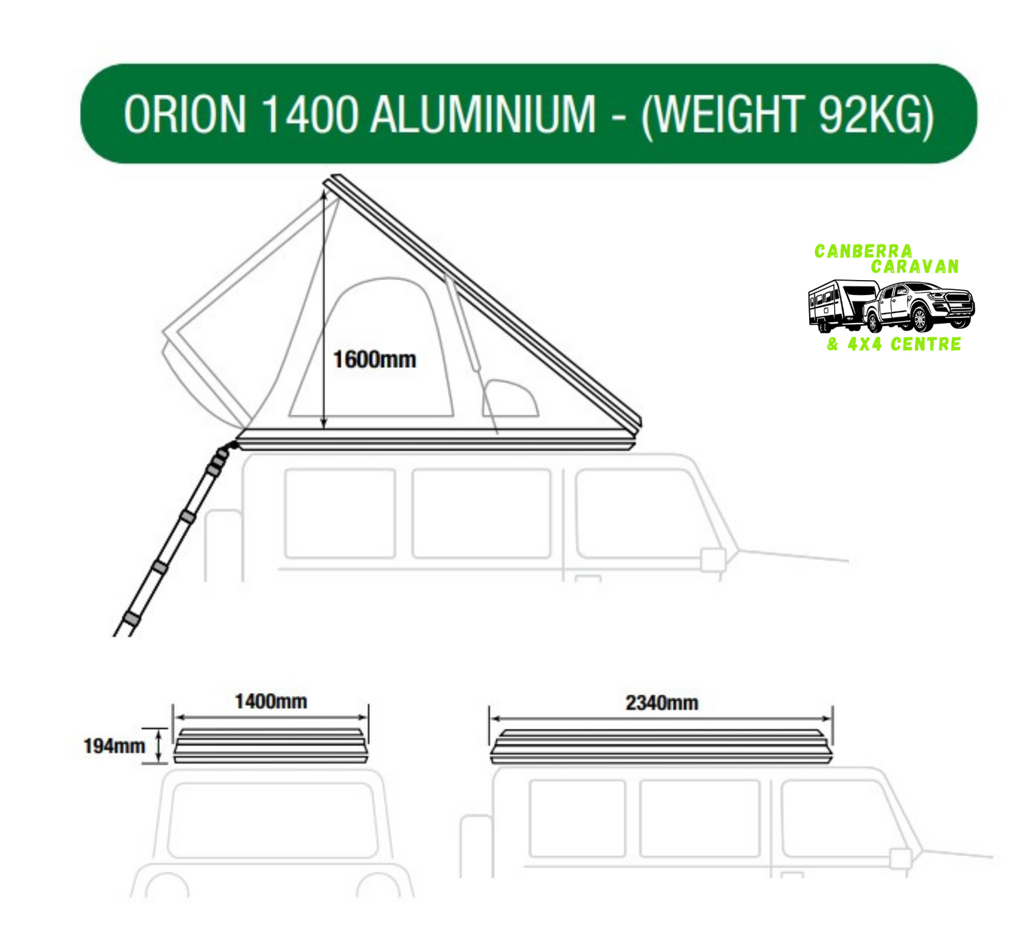 Orion 1400 - Aluminium Hardshell Rooftop Tent