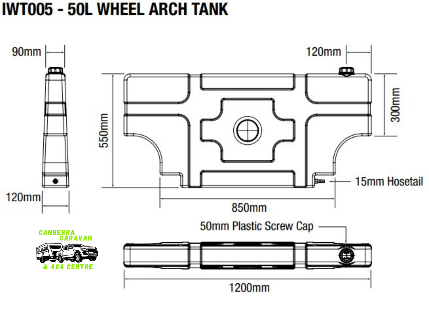 Water Tank (50L Upright, Wheel Arches)