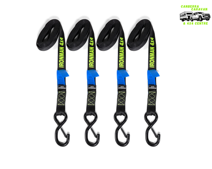 Ratchet Tie Down Kit (25mm X 3.6m, X4)